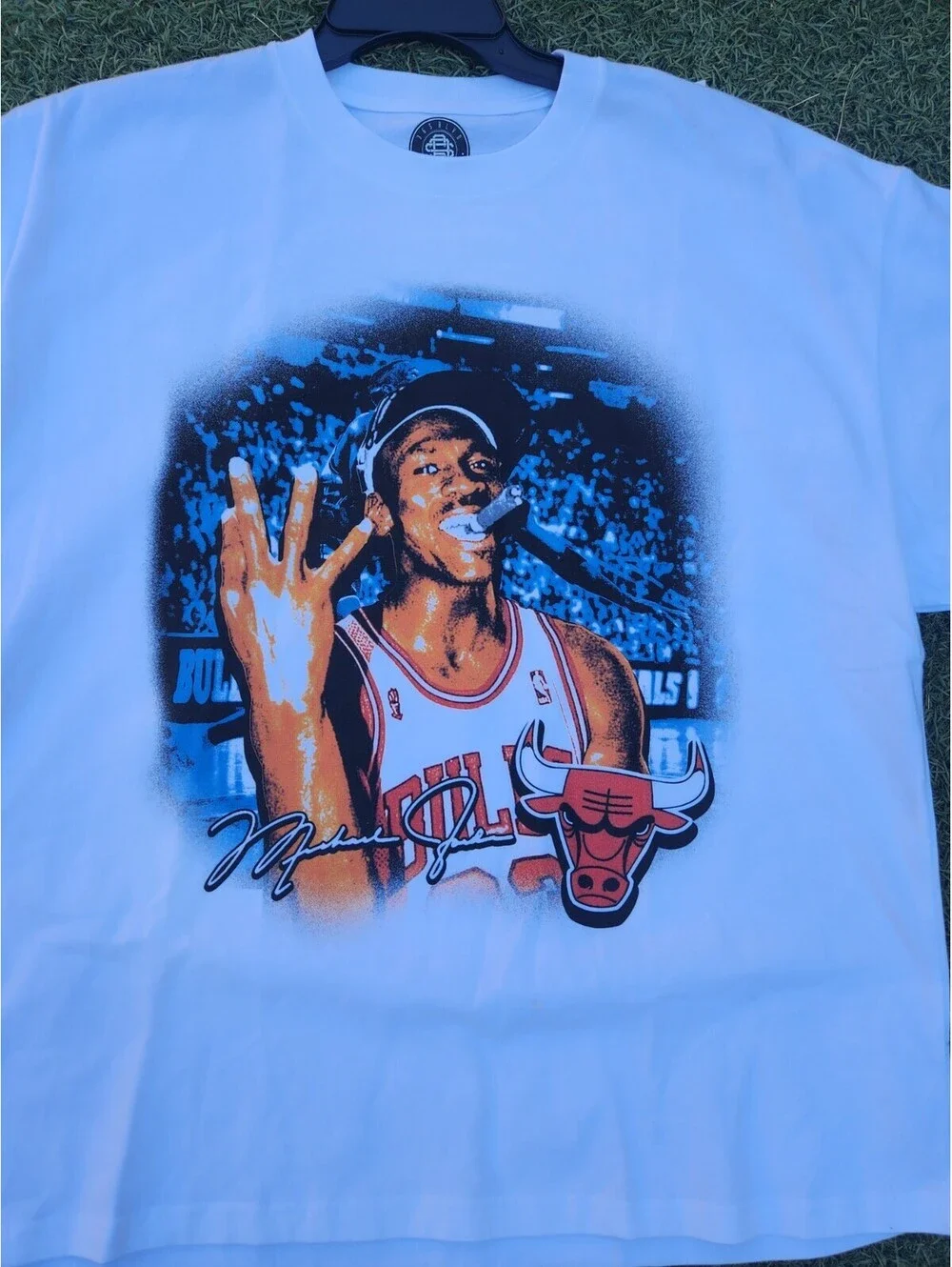 Vintage Style Michael Jordan Grandslam Bulls White Oversized Shirt Size XL NWOT